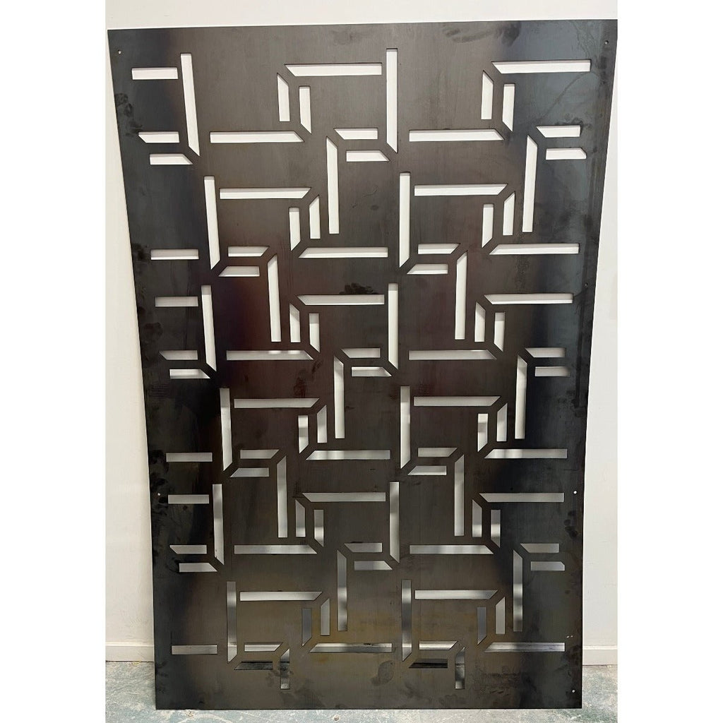 Corten Steel Balustrade & Fence Panel - Random Lines