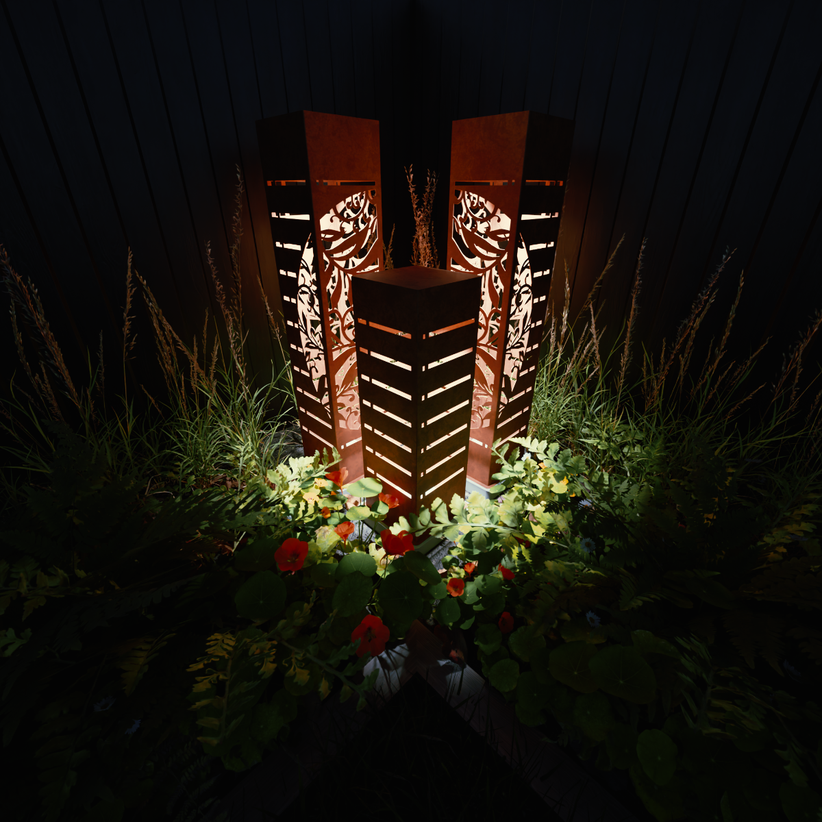 Corten Steel Garden Sculptures - The Flora Set