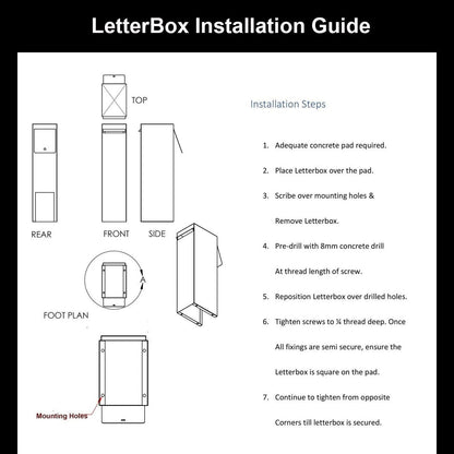 Ponga - Free Standing Letterbox - Medium Size
