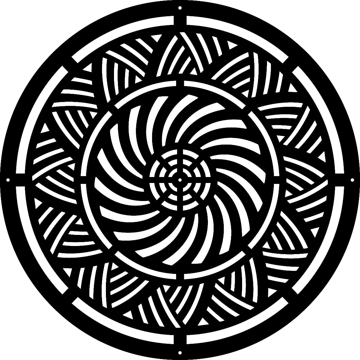 Mandala Rhythm-of-Lines Black Wall Art