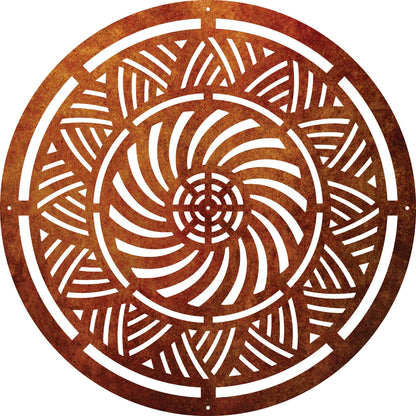 Mandala Rhythm-of-Lines Corten Wall Art