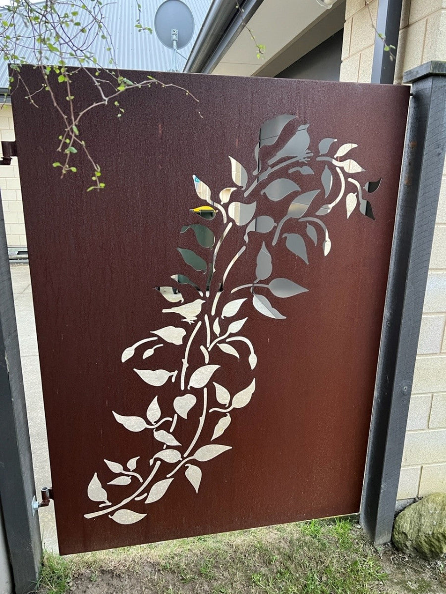 Pedestrian Gates  - Birds I Corten Steel & Powder Coated Aluminium