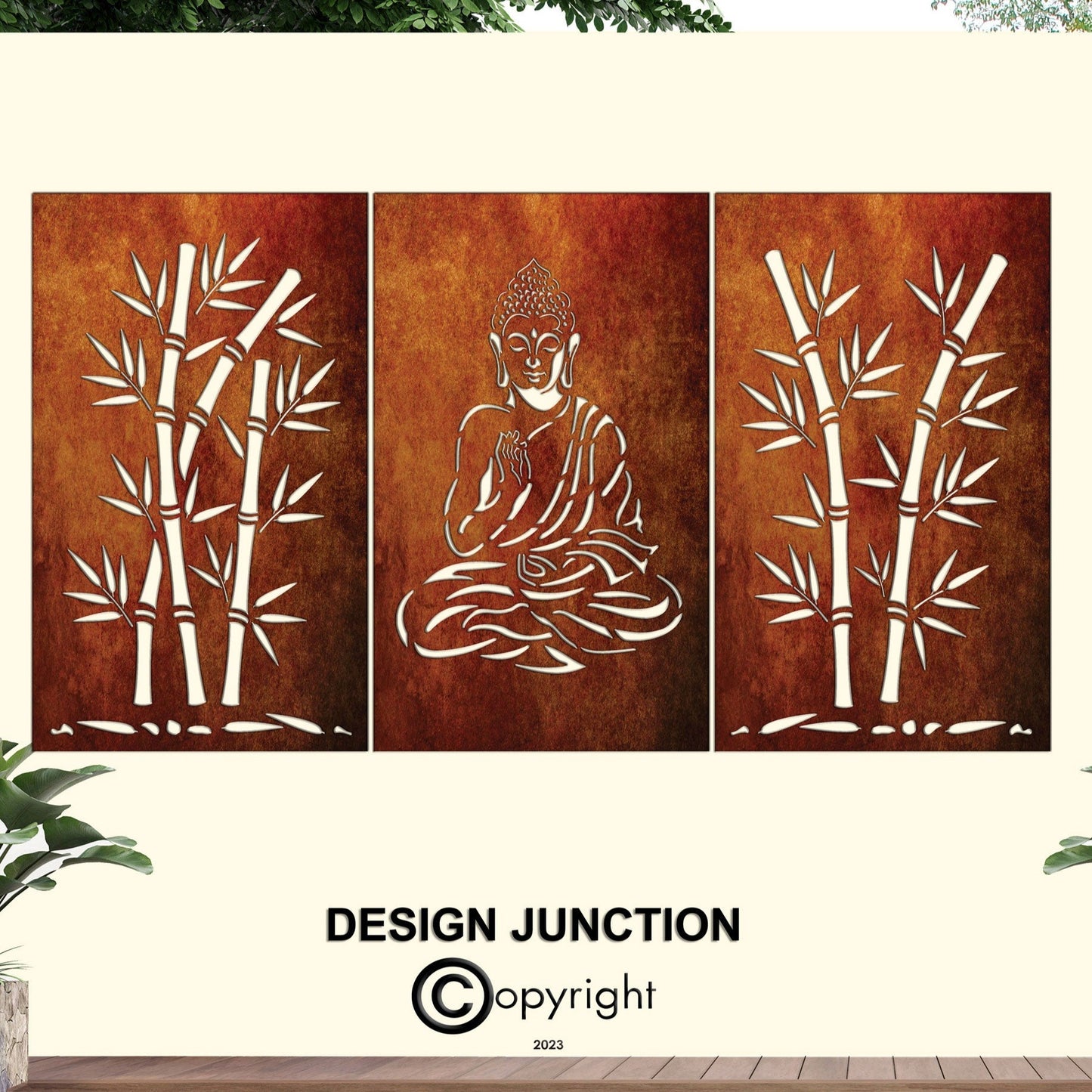 Corten Steel Architectural Art (3 Panel Set) - Vitarka