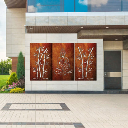 Corten Steel Architectural Art (3 Panel Set) - Vitarka