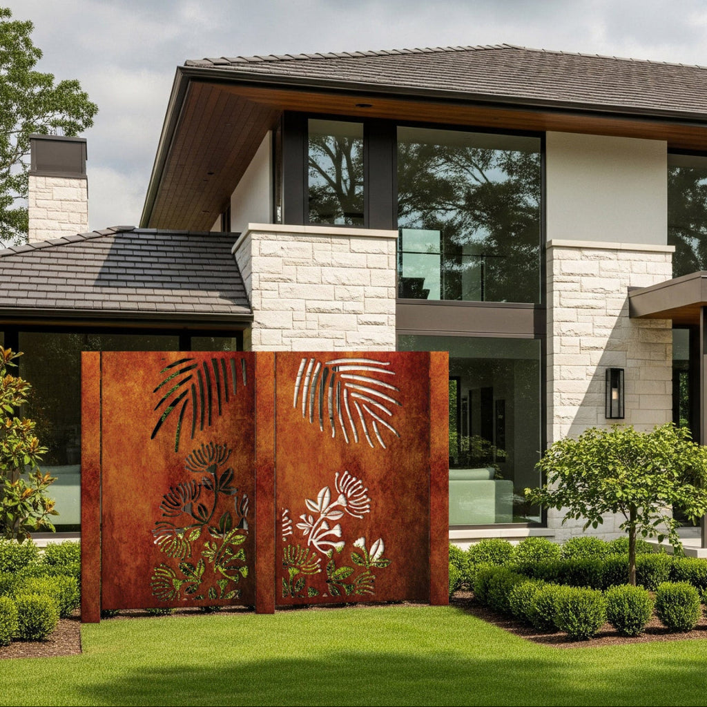 Laser Cut Garden Metal Art - Pohutukawa Panel Set"
