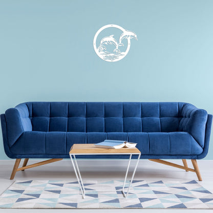 Splashing-Dolphins-Pearl-White Wall Art