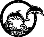 Splashing-Dolphins Black Wall_Art