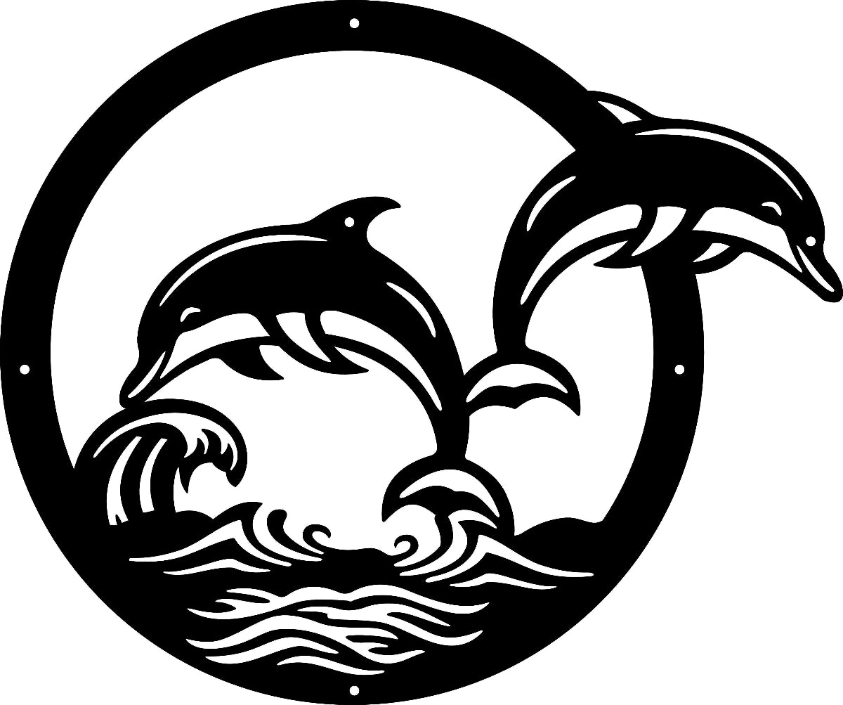 Splashing-Dolphins Black Wall_Art