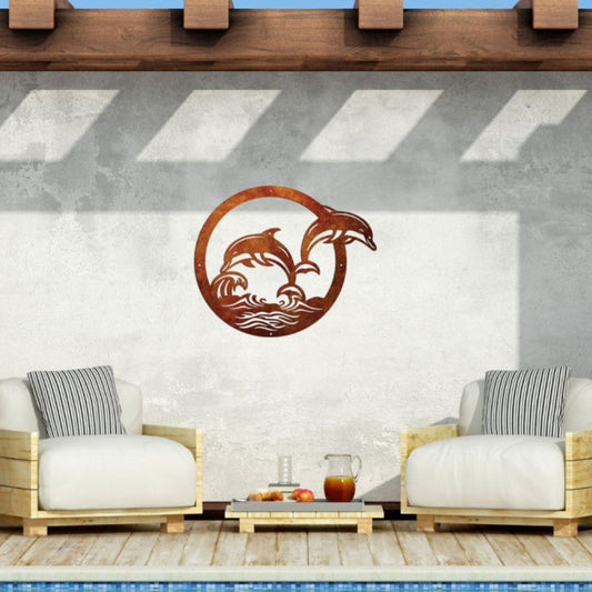 Splashing-Dolphins_Corten Steel_Wall_Art