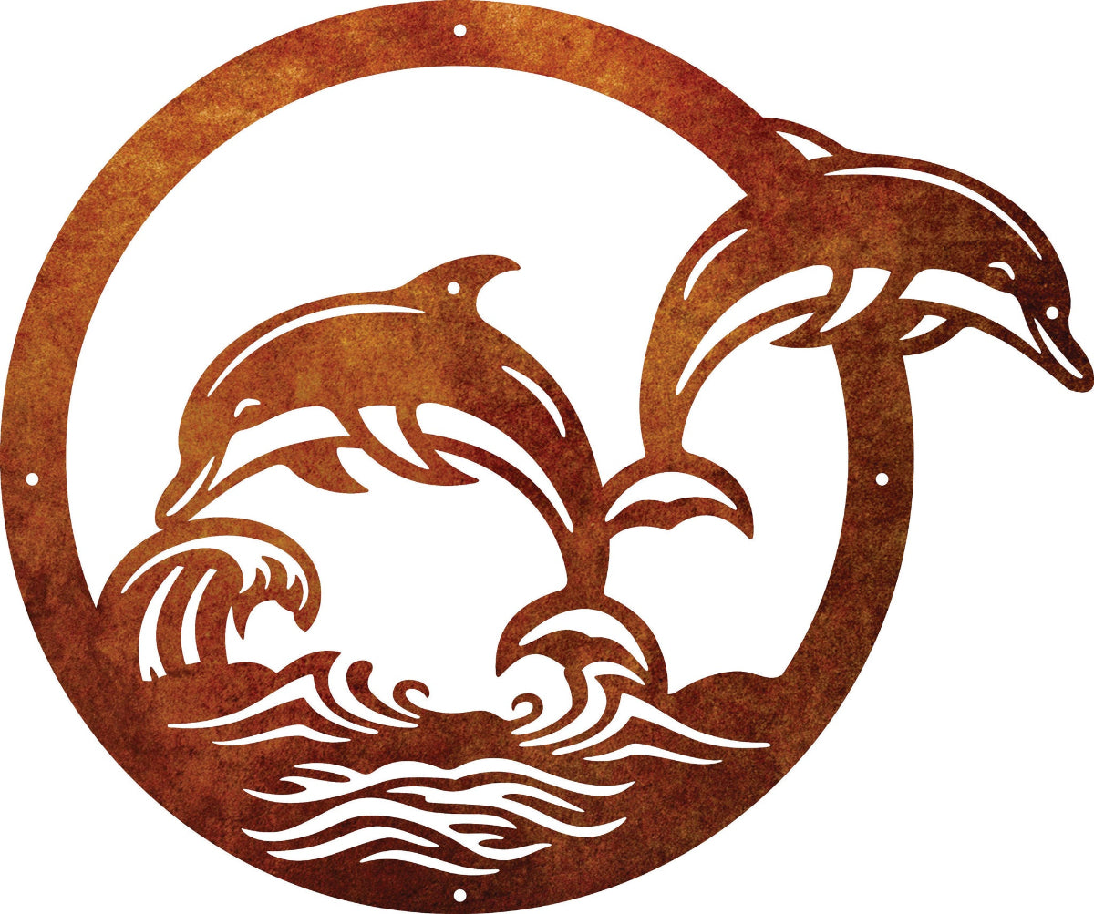 Splashing-Dolphins Corten Wall_Art