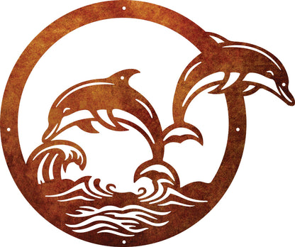 Splashing-Dolphins Corten Wall_Art