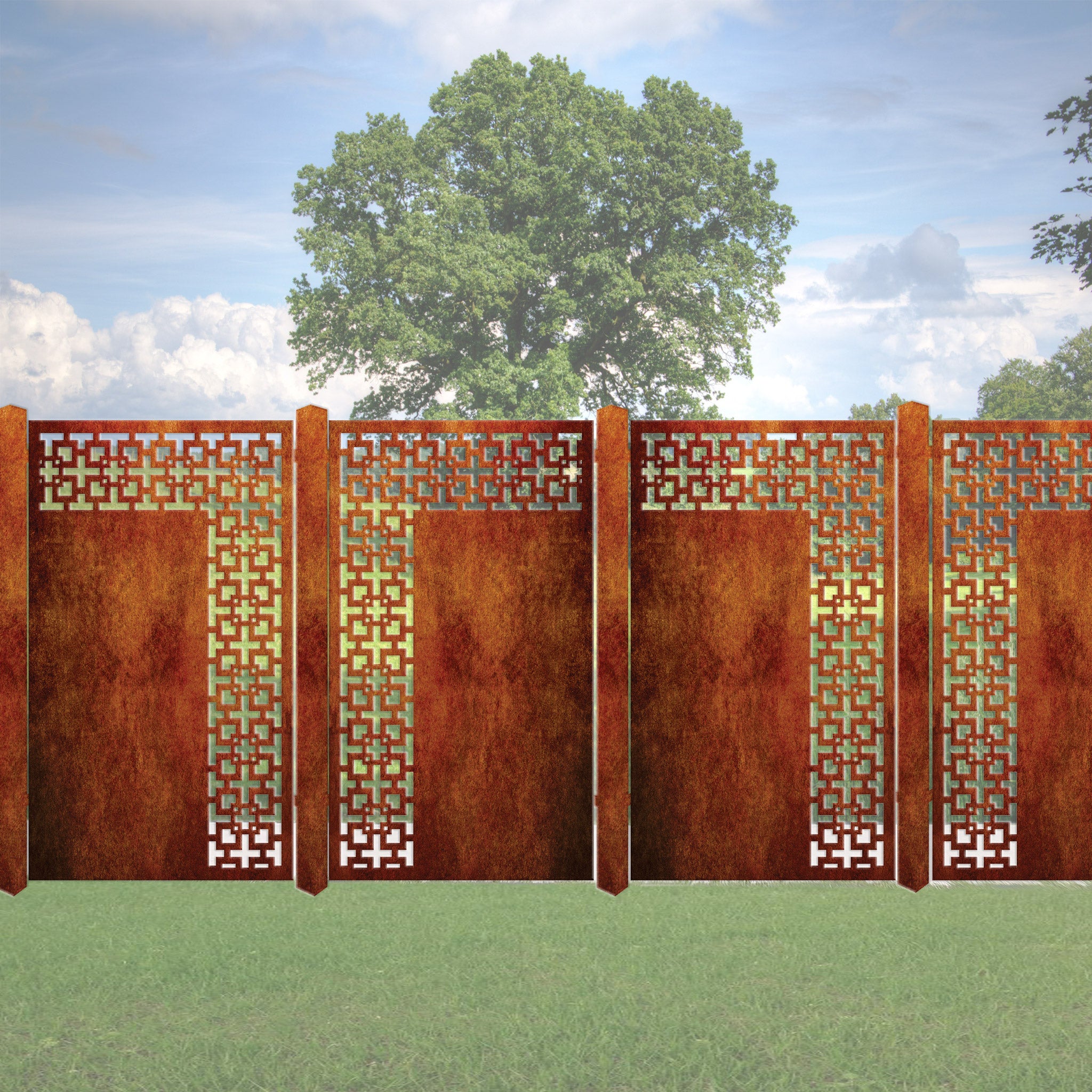 Combination Fence Panel Square In Square Design Junction NZ Combination Fence Panel Square In Square Design Junction NZ