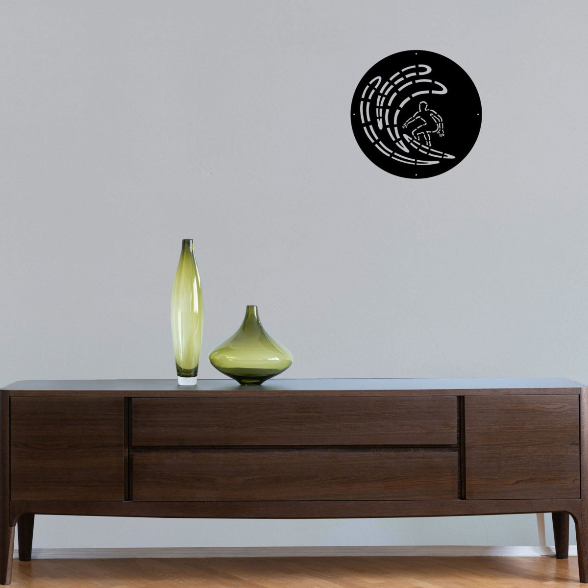 Surfing Matt Black Wall Art