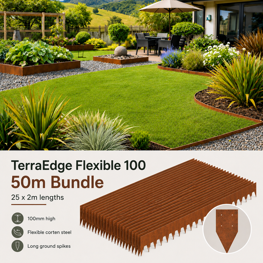 TerraEdge Flexible 100mm high — 50m Project Pack.