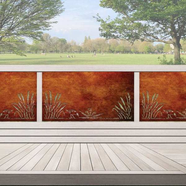 Toe Toe With Pukeko - Kiwi Bush Collection of Balustrades ( 1735 x 1100 mm )