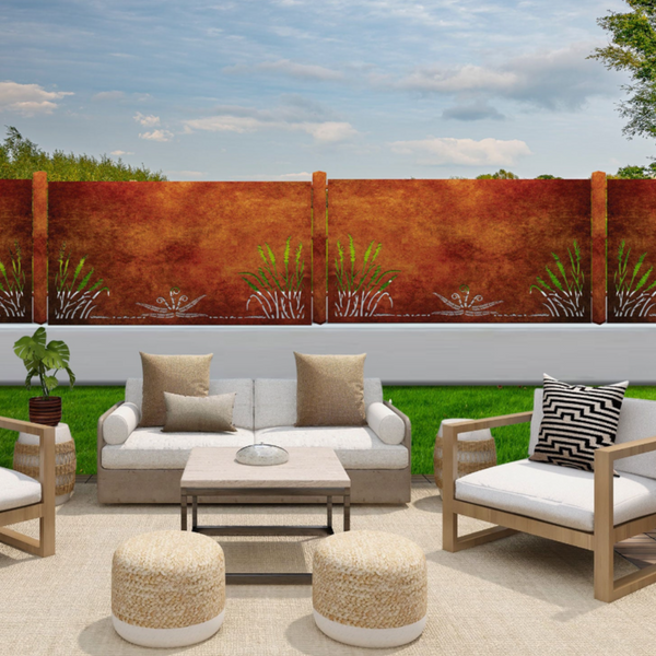Toe Toe With Koru - Kiwi Bush Canvas Balustrades ( 1735 x 1100 mm )