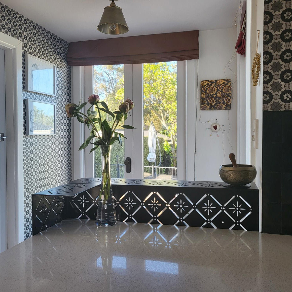 Privacy Screen & Internal Partitioning Panel  - Boho Diamond - In Corten Steel & Aluminium