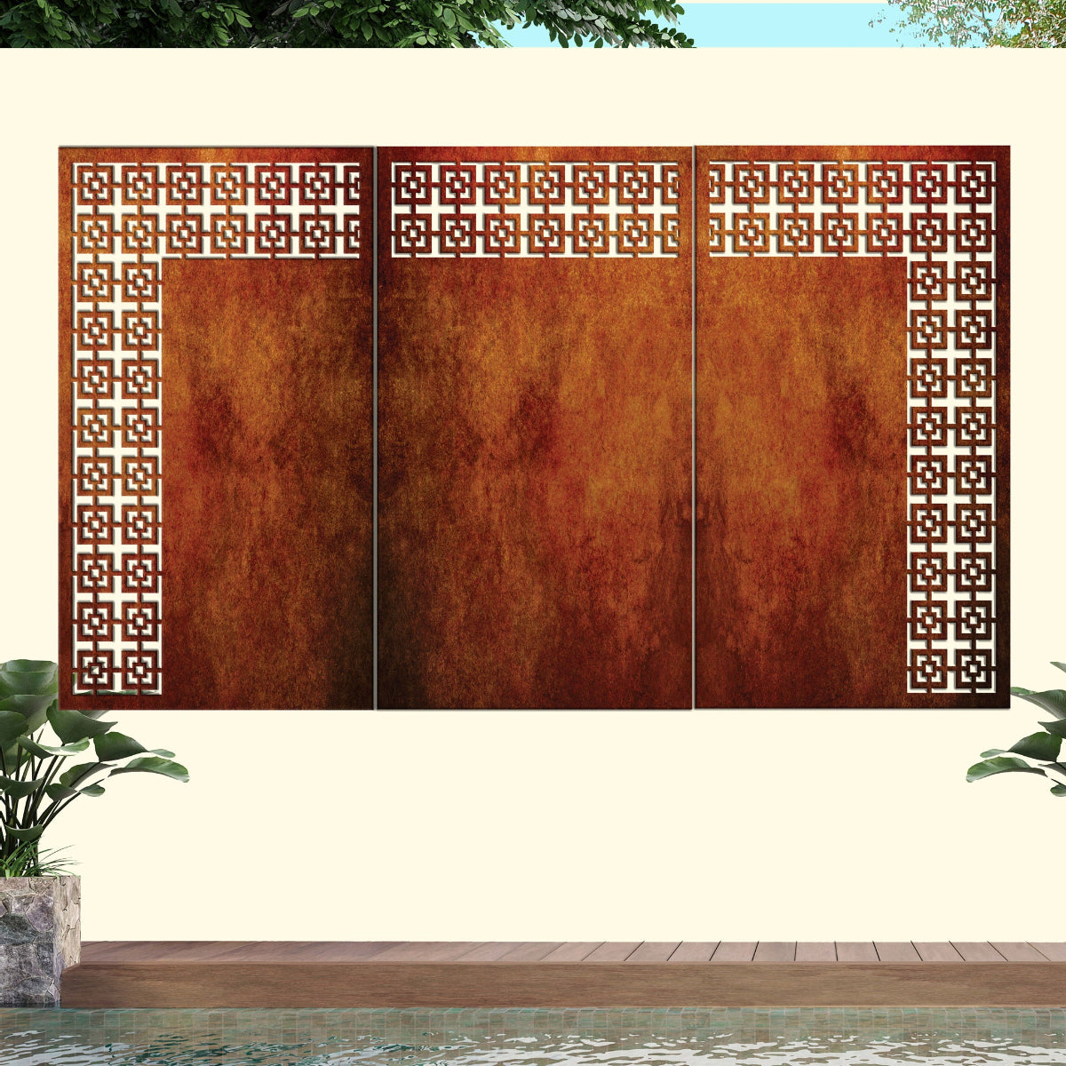 Corten Steel Or Aluminium Fence Panel / Balustrade - Vertical Square Trim