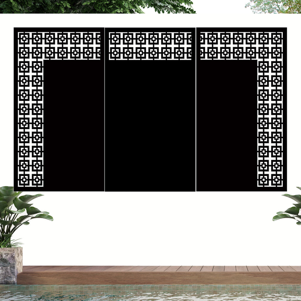Corten Steel Or Aluminium Fence Panel / Balustrade - Vertical Square Trim