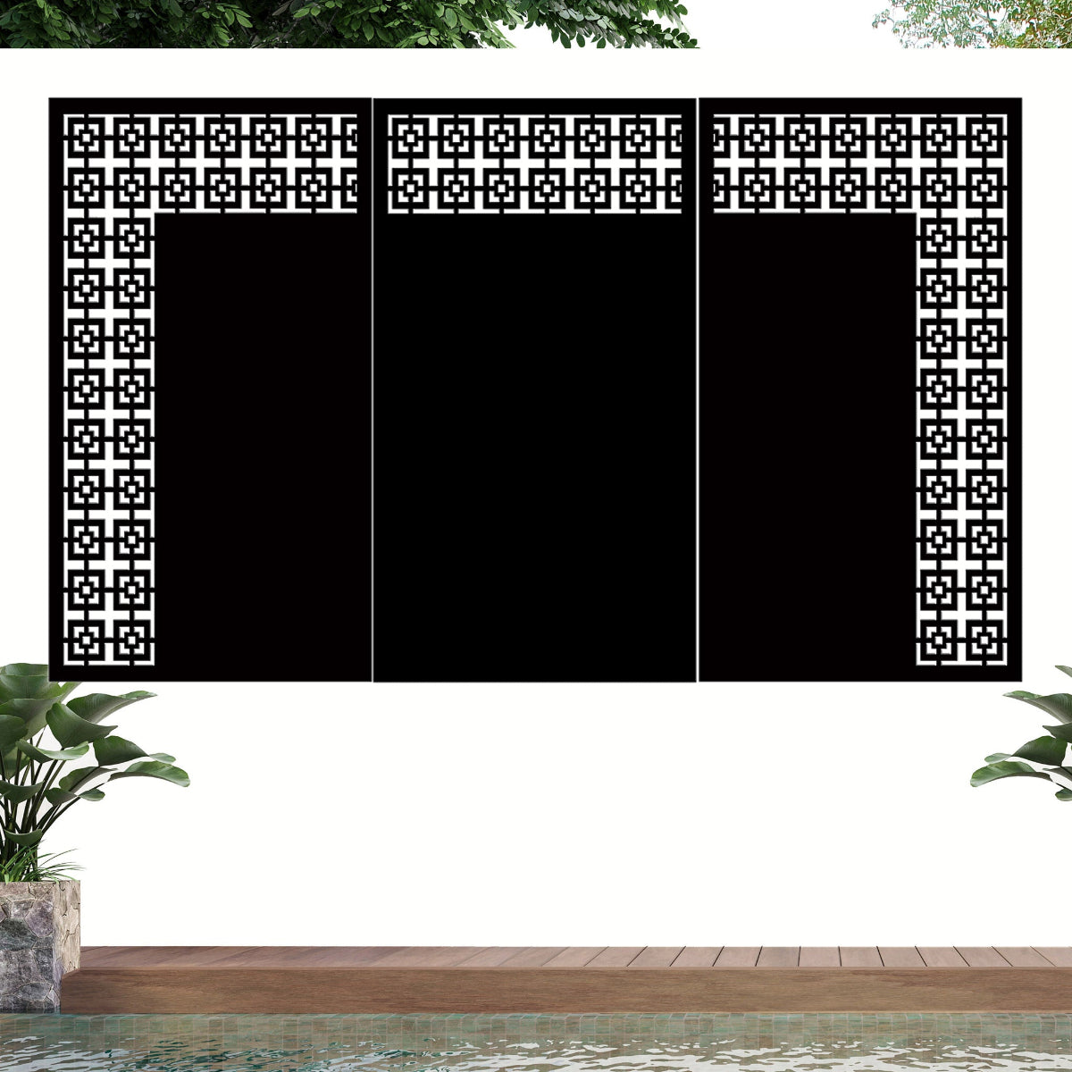 Corten Steel Or Aluminium Fence Panel / Balustrade - Vertical Square Trim