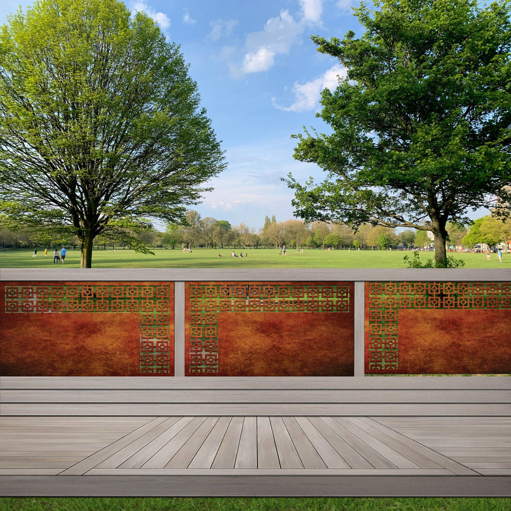 Corten Steel Or Aluminium Fence Panel / Balustrade - Vertical Square Trim
