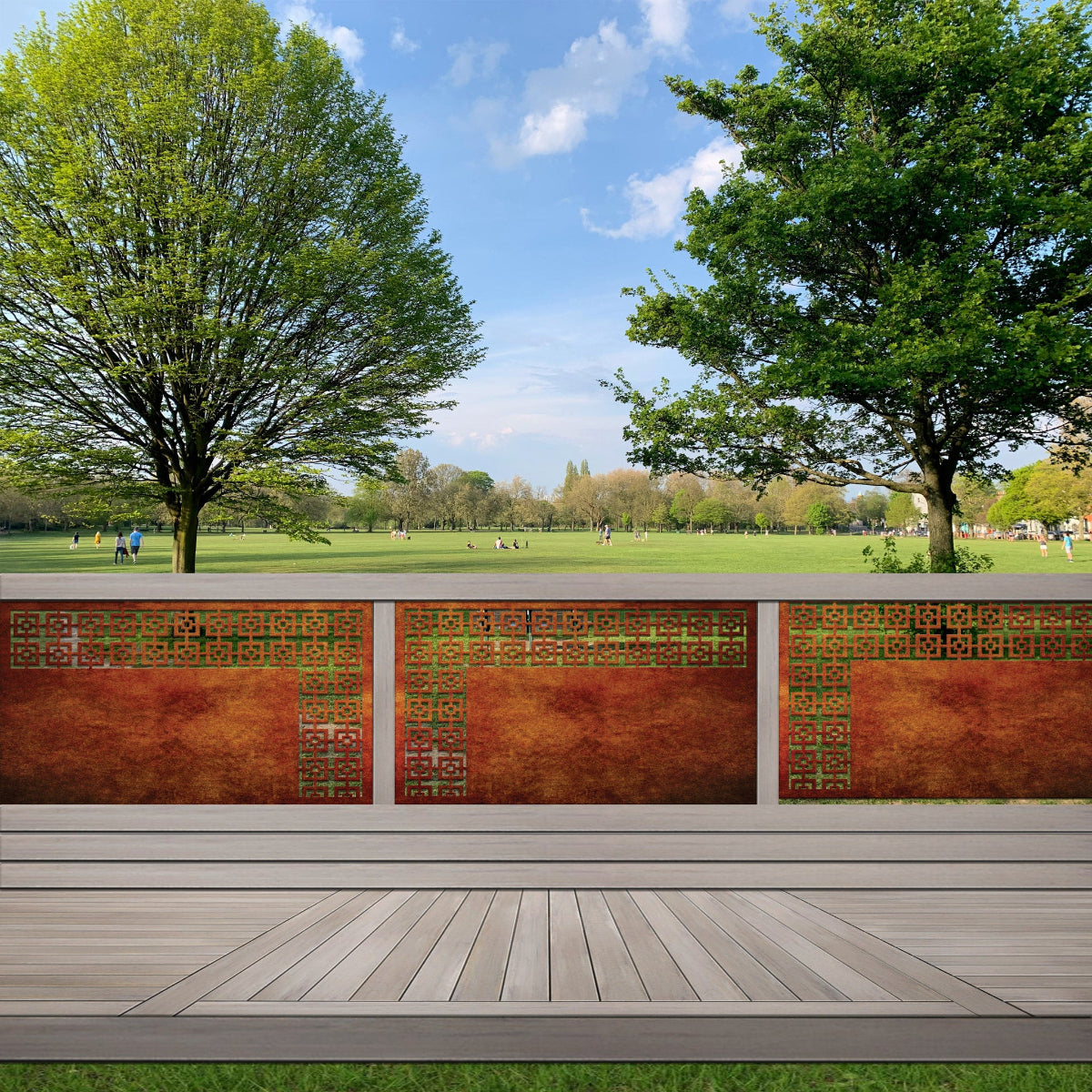 Corten Steel Or Aluminium Fence Panel / Balustrade - Vertical Square Trim