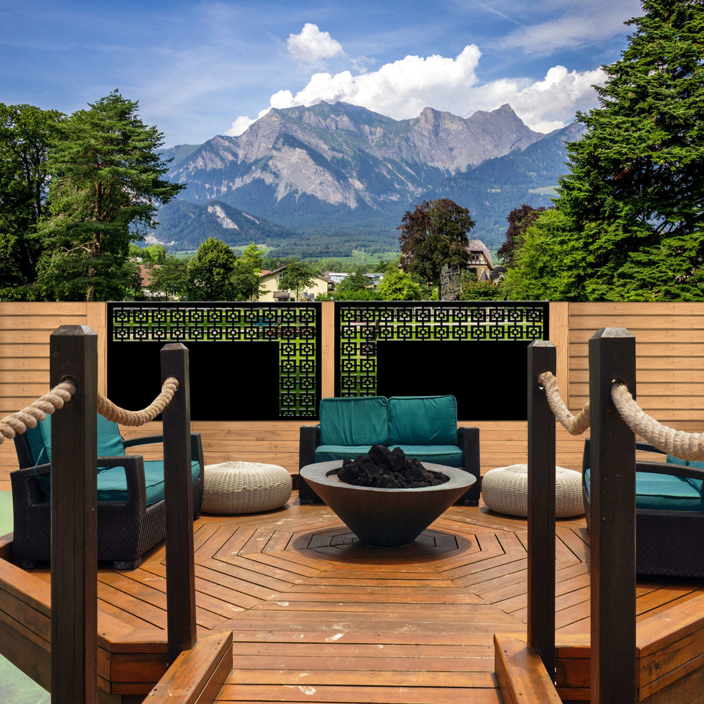 Corten Steel Or Aluminium Fence Panel / Balustrade - Vertical Square Trim