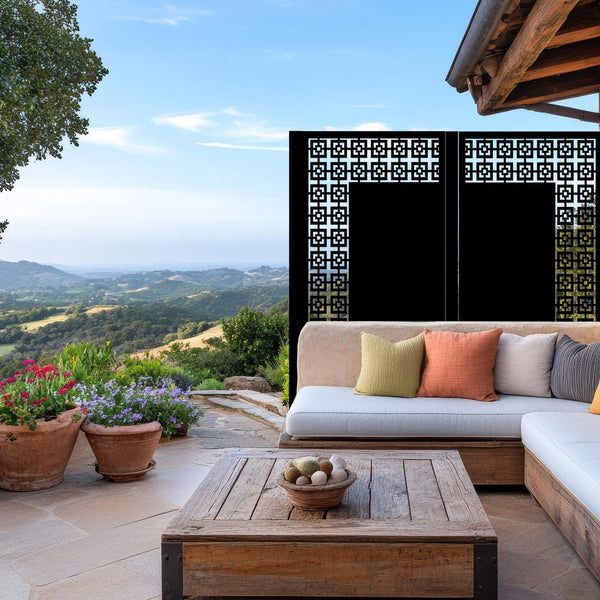 Corten Steel Or Aluminium Fence Panel / Balustrade - Vertical Square Trim