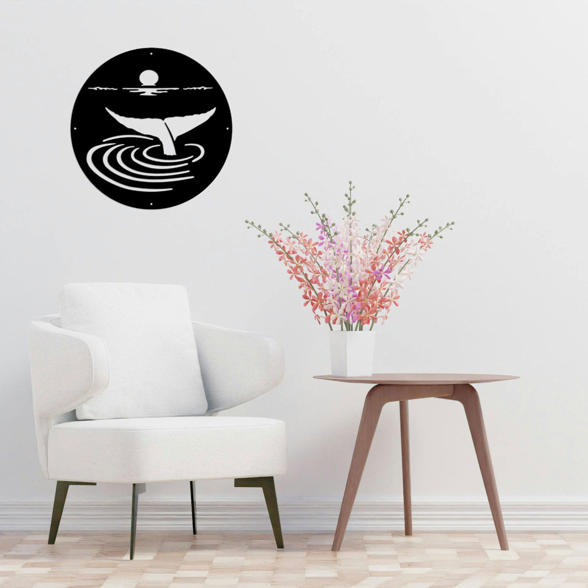 Whale Tail Matt Black Wall Art