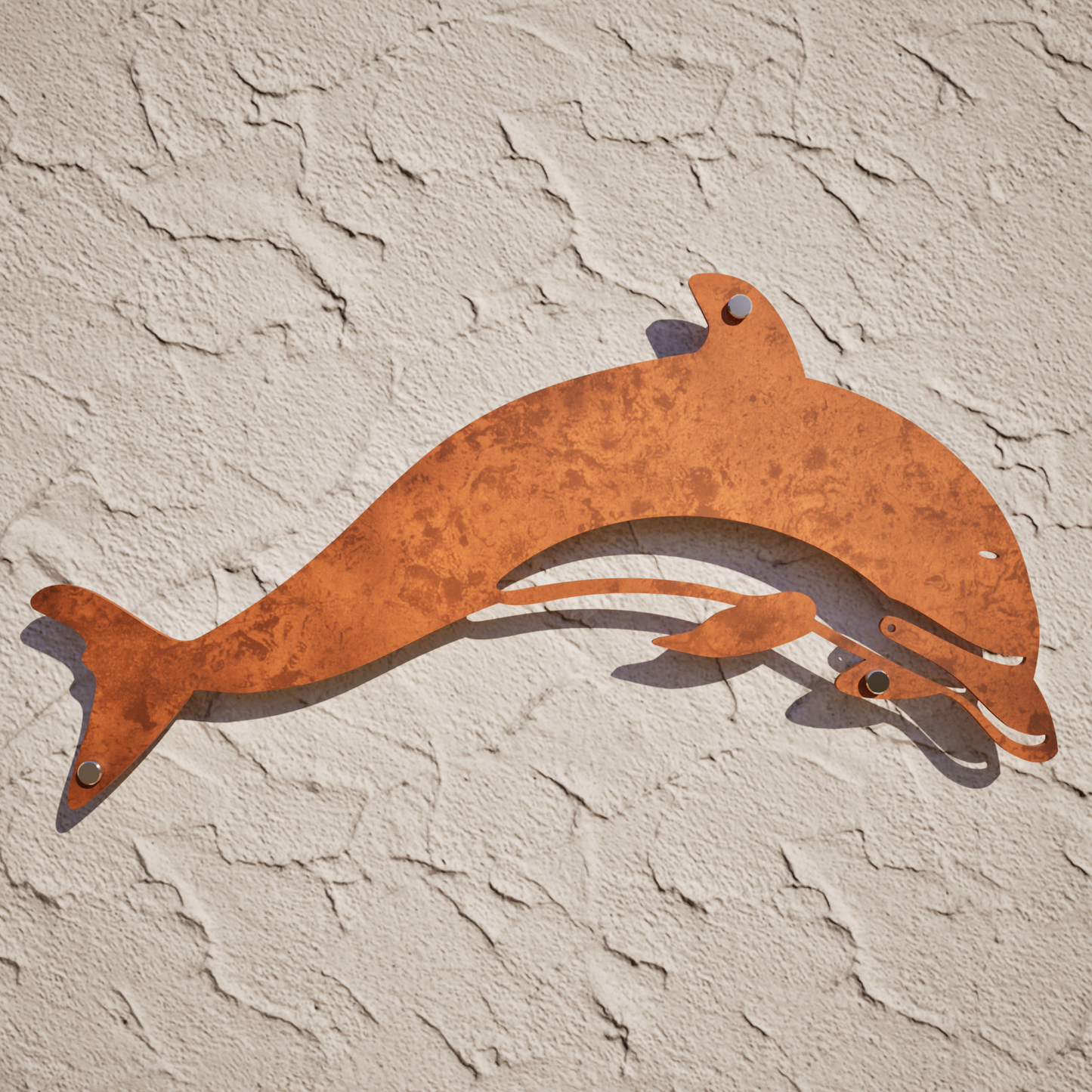 Rusty Weathering Steel Wall Art - The Dolphins