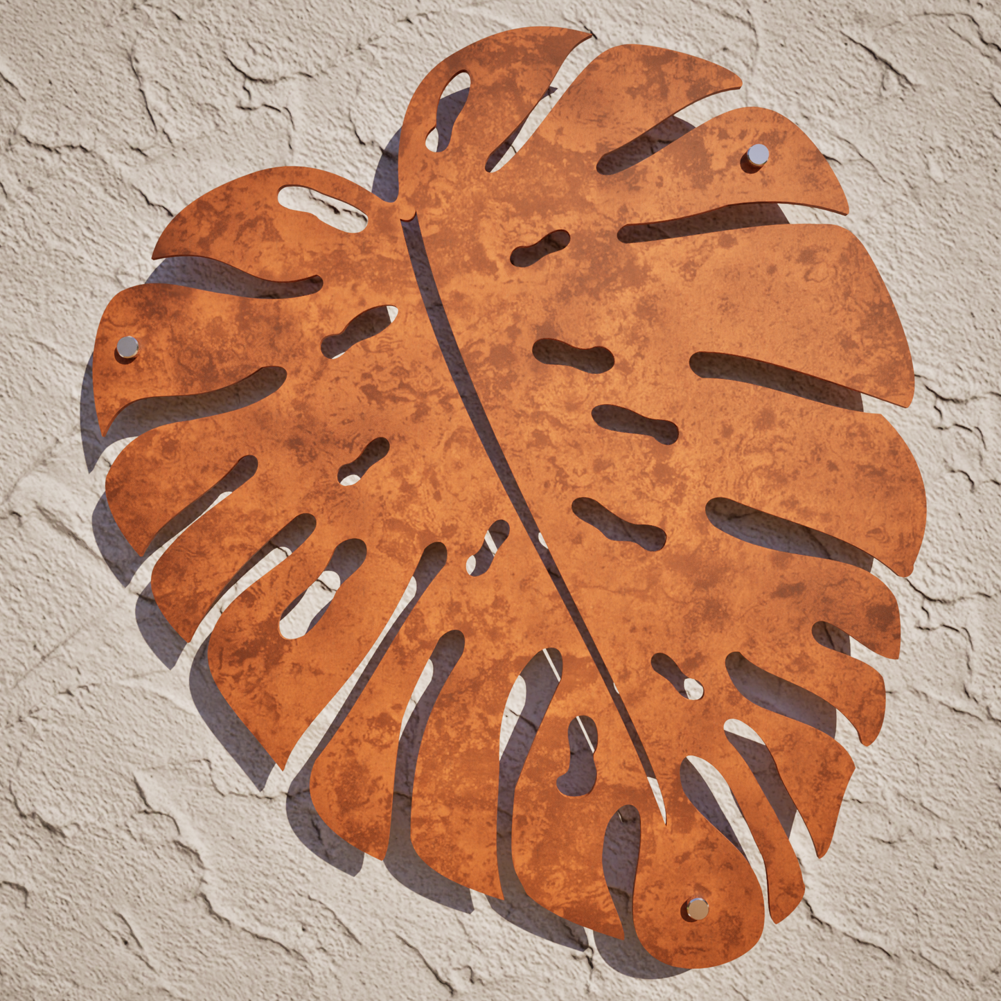 Outdoor Weathering Steel Garden Art - Monstera Leaf