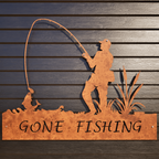 Corten Steel Laser Cut Wall Art - Gone Fishing