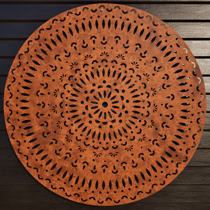 Corten Steel Laser Cut Wall Art - Mandala Tri-Vima