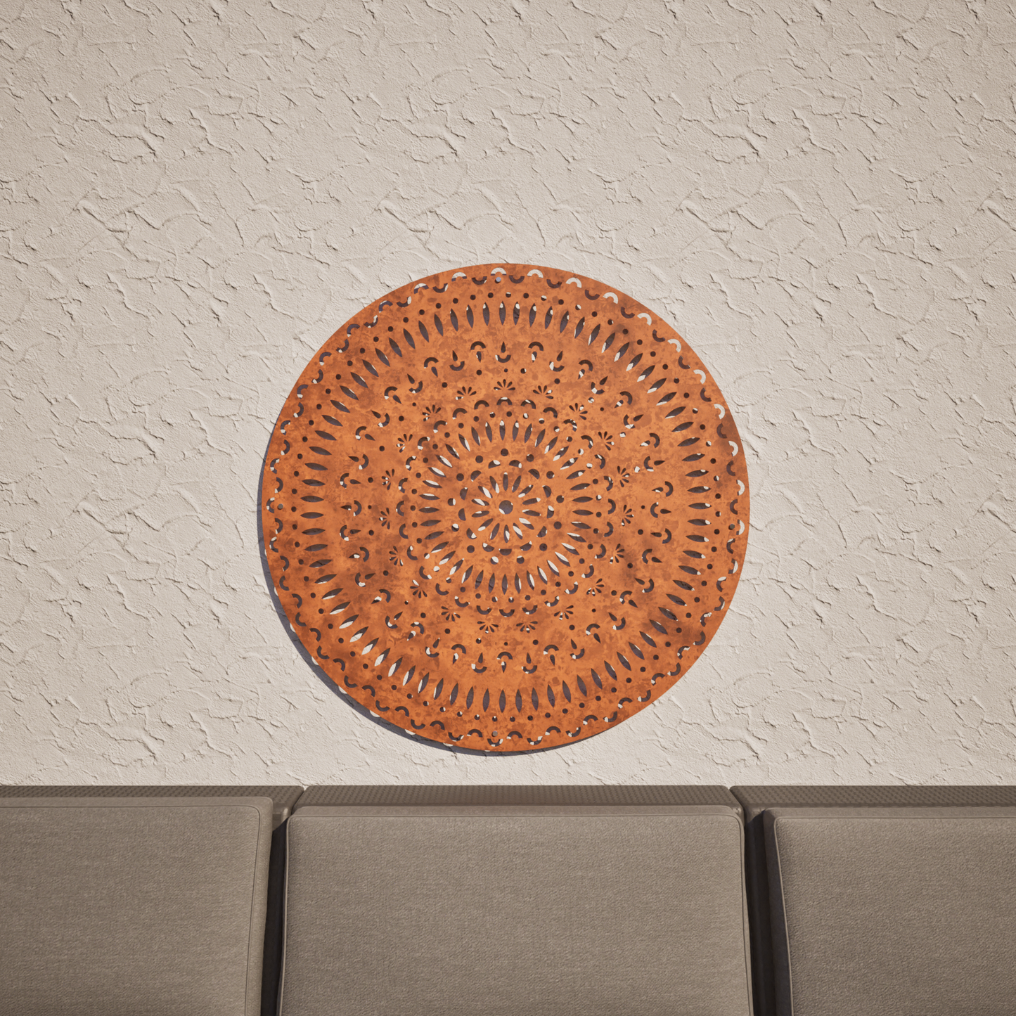 Corten Steel Laser Cut Wall Art - Mandala Tri-Vima