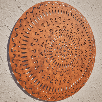 Corten Steel Laser Cut Wall Art - Mandala Tri-Vima