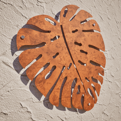 Outdoor Weathering Steel Garden Art - Monstera Leaf