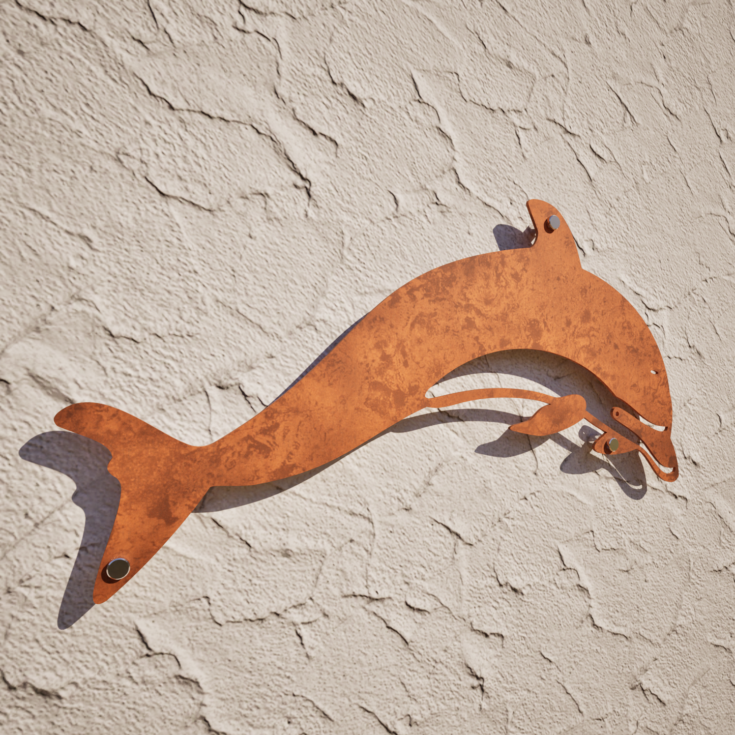 Rusty Weathering Steel Wall Art - The Dolphins