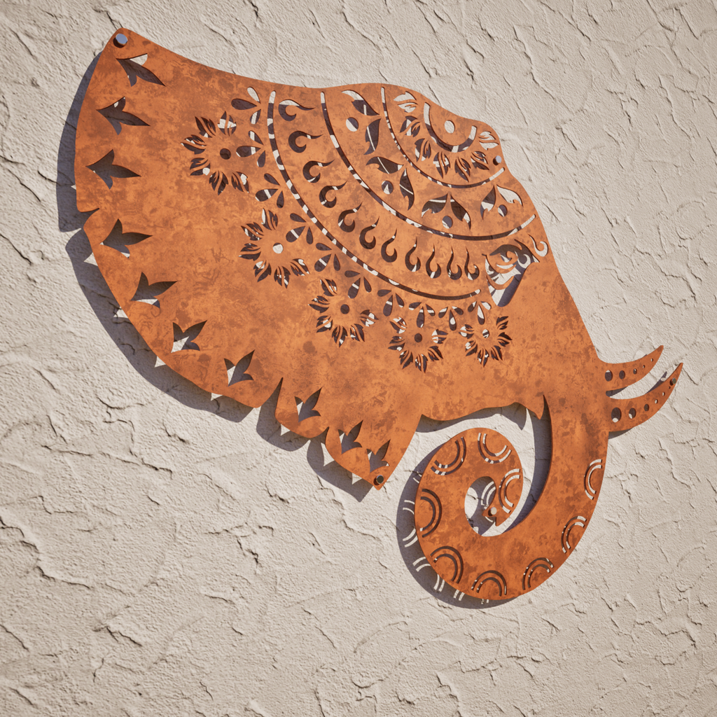 Elephant Mandala- Laser Cut Metal Animal Art & Wall Feature
