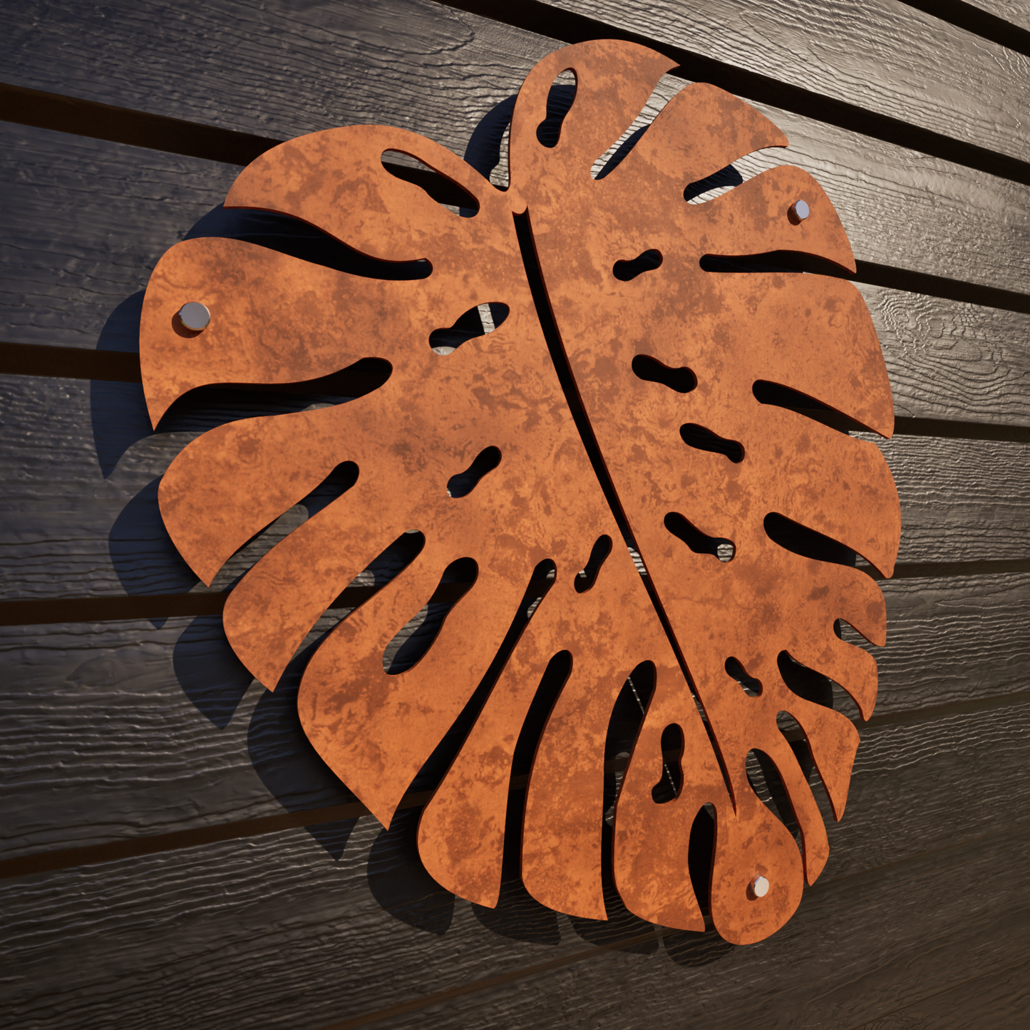 Outdoor Weathering Steel Garden Art - Monstera Leaf