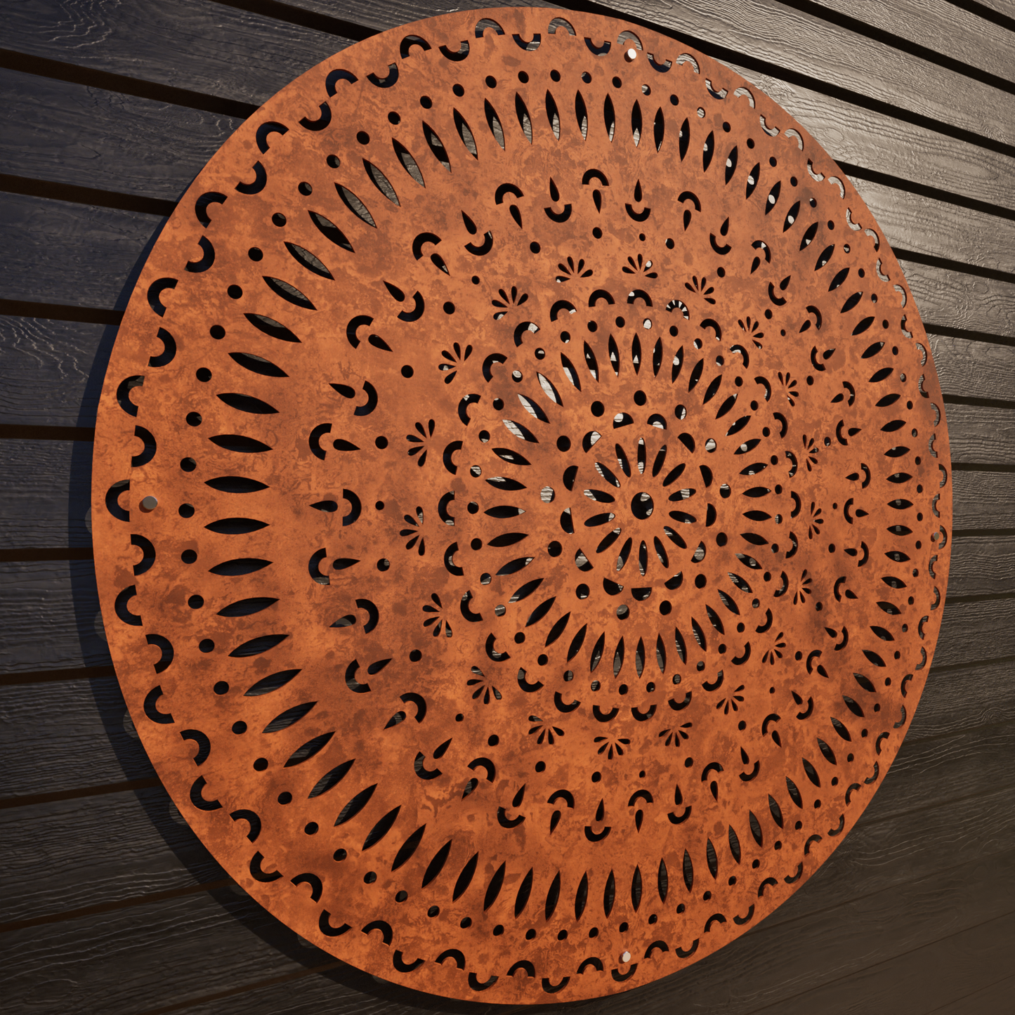 Corten Steel Laser Cut Wall Art - Mandala Tri-Vima