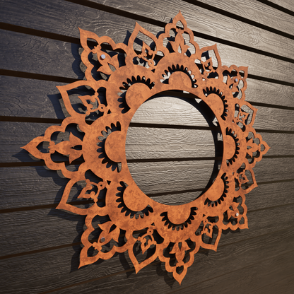 Corten Steel Star Mandala 04 - Laser Cut Outdoor Metal Art