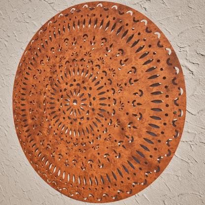 Corten Steel Laser Cut Wall Art - Mandala Tri-Vima