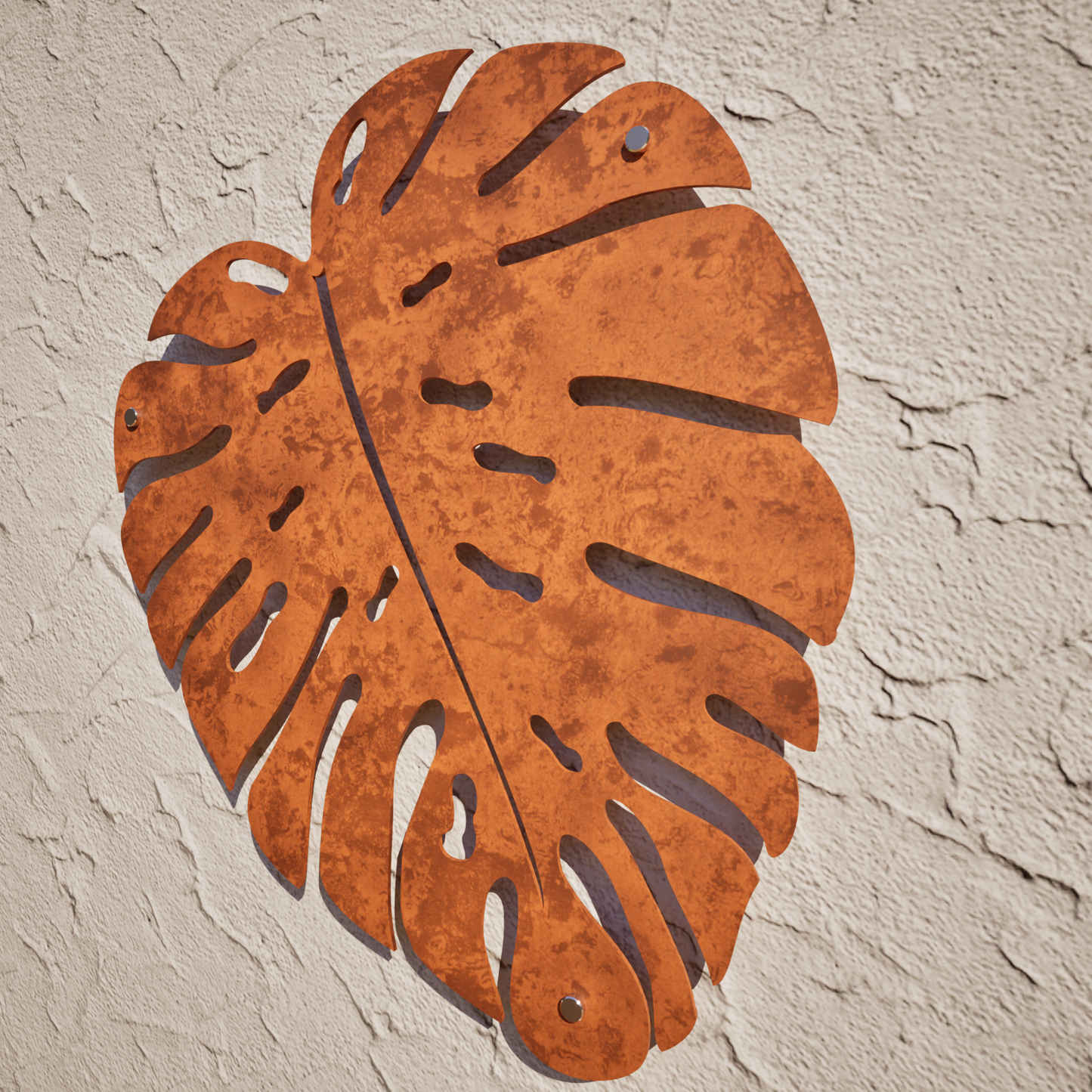 Outdoor Weathering Steel Garden Art - Monstera Leaf