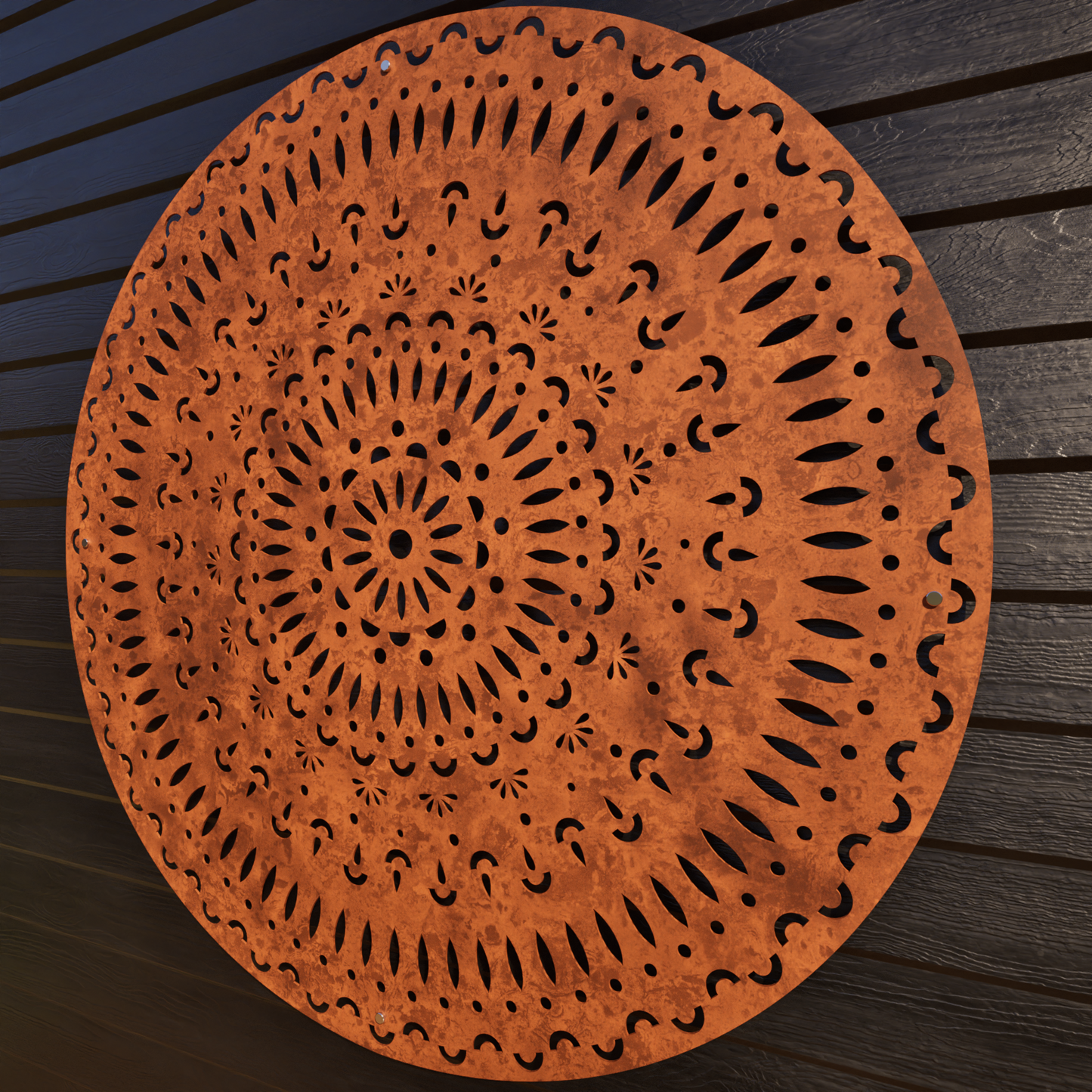 Corten Steel Laser Cut Wall Art - Mandala Tri-Vima