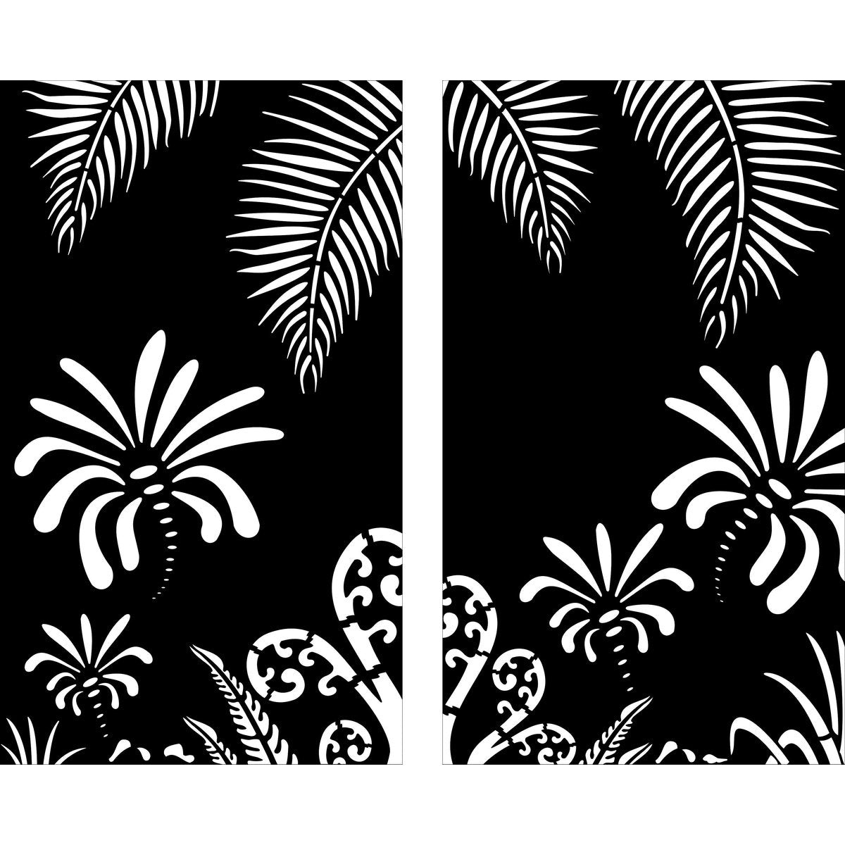 Decorative Garden Art & Privacy Screen- Koru with Palm