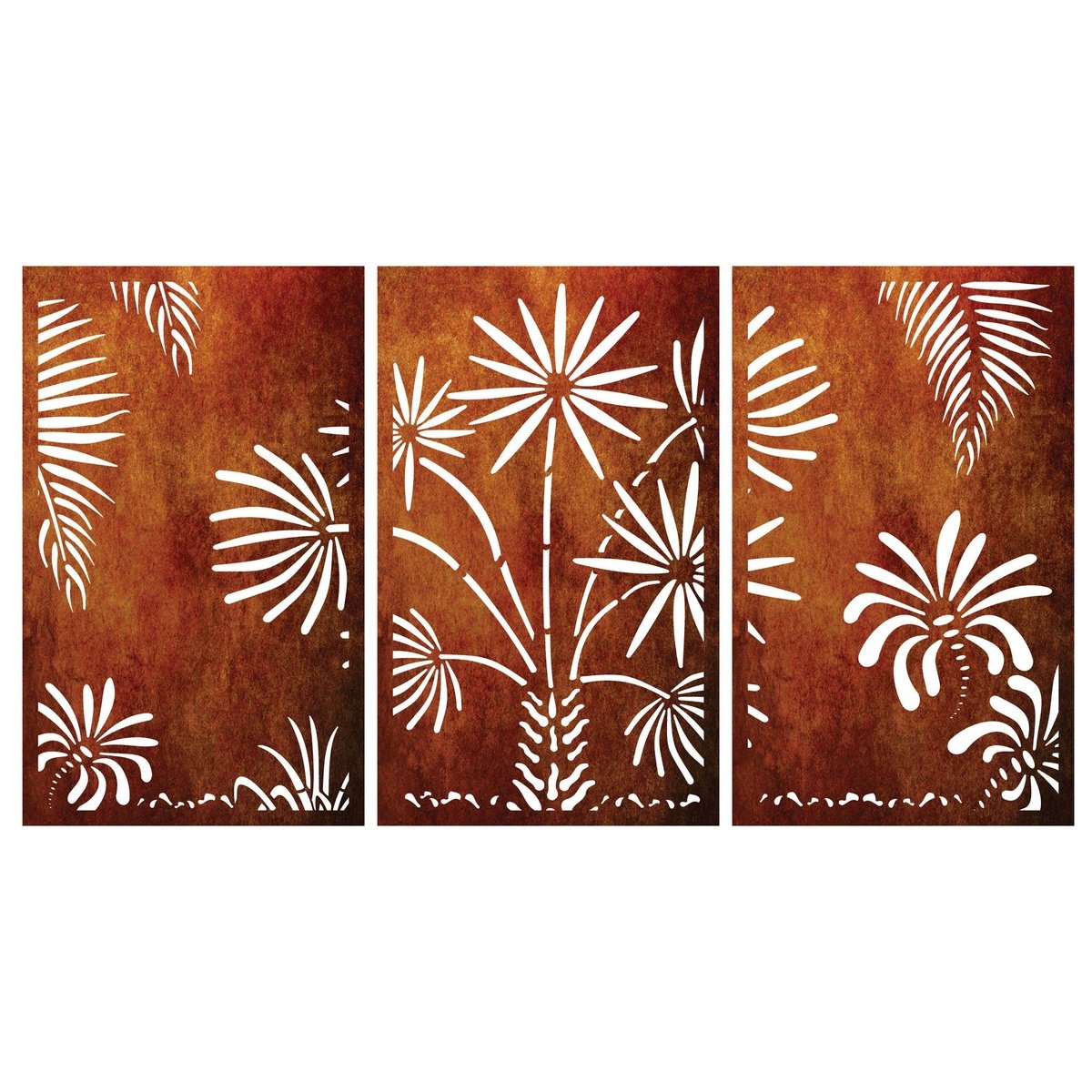 Corten Steel & Aluminium Fence Panel - The Palm Grove