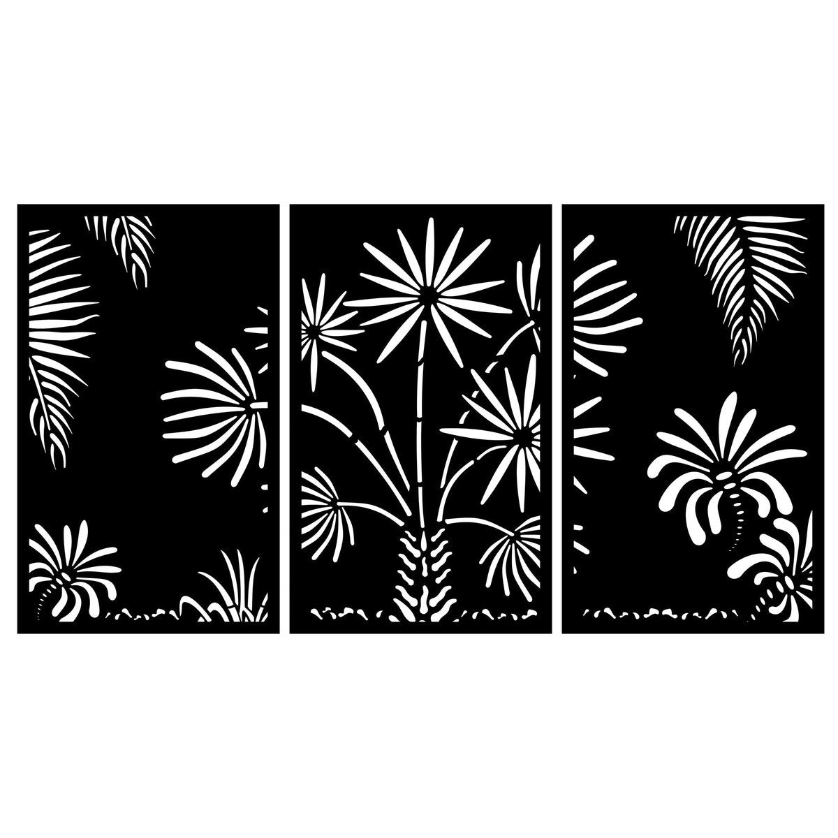 Corten Steel & Aluminium Fence Panel - The Palm Grove