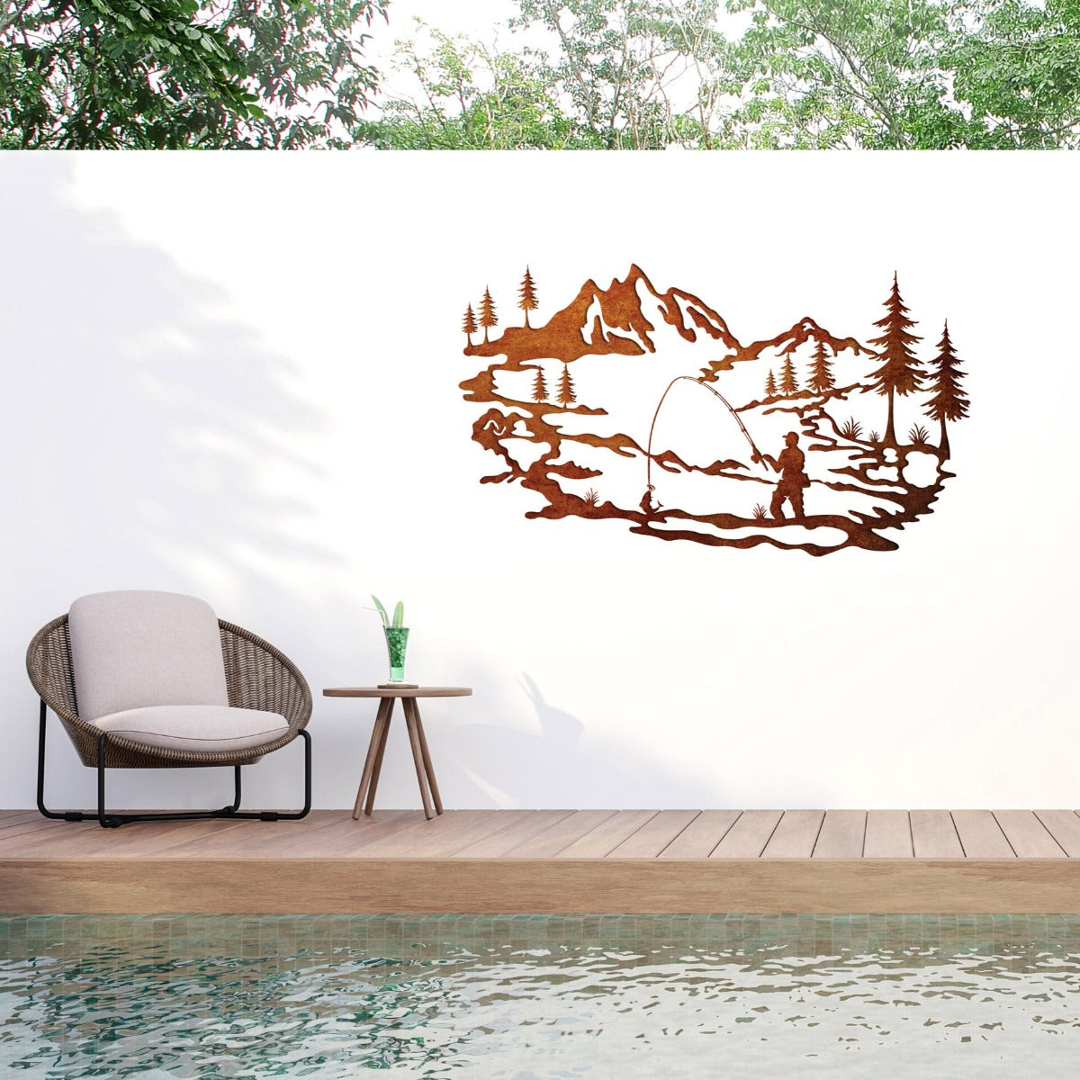 Fishing in the Lake - Corten Steel wall Decoration