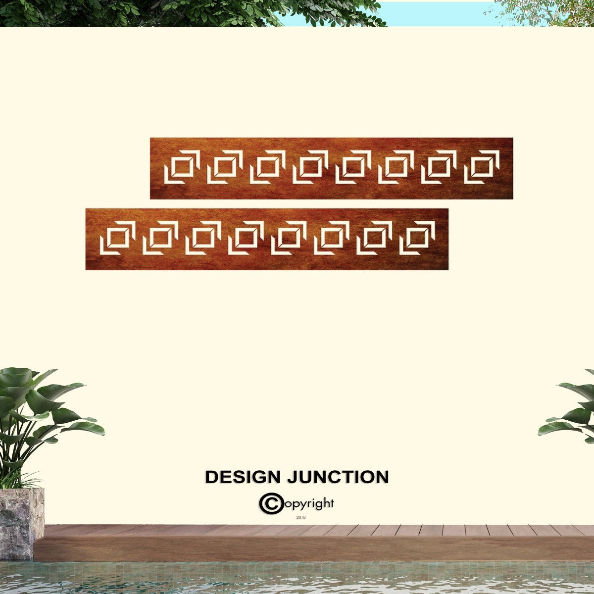 Corten Steel Fence Runner & Detailing Panel - Geo (DJ11/2)