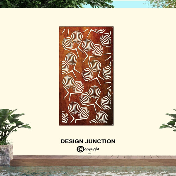 Corten Steel / Aluminium Privacy Screen & Fence Panel  - Geometrical Flower